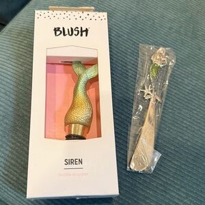 Set of Blush Siren wine Bottle Stopper and mermaid GANZ cheese spreader  new box